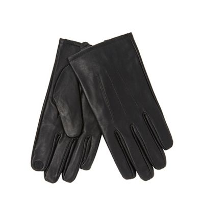 The Collection Black leather touch screen gloves